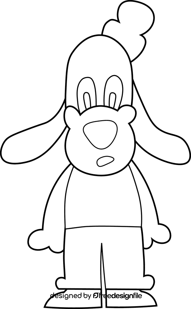 Cartoon Characters Disney Animals Guffy black and white clipart