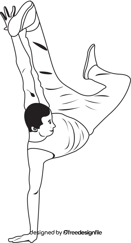 Hip hop dance drawing black and white clipart