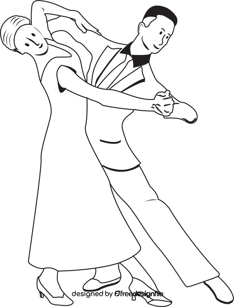 Ballroom dance drawing black and white clipart