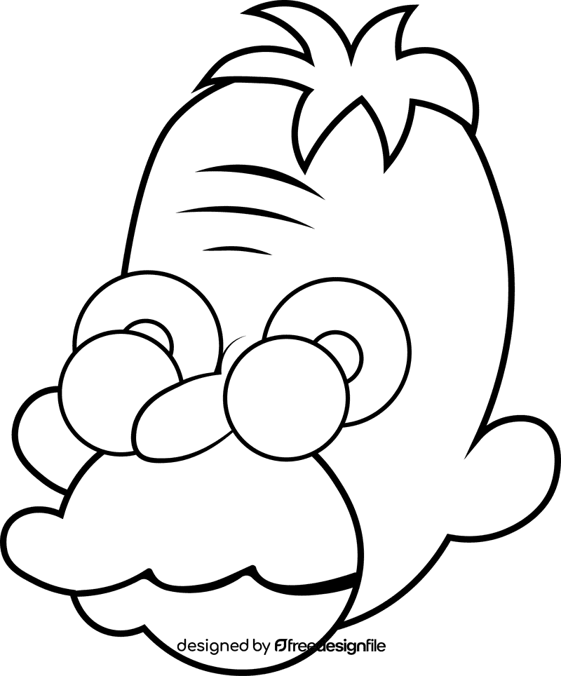 Cartoon Characters Simpsons Grandpa black and white clipart