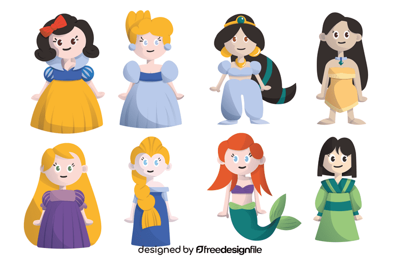 Cartoon Characters Disney Princess vector