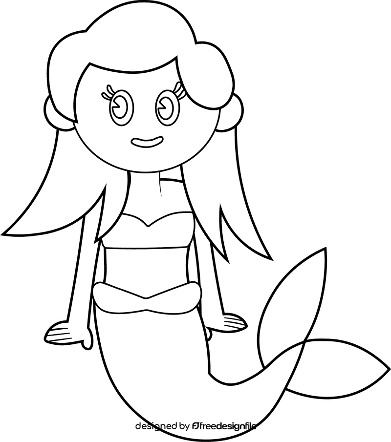 Cartoon Characters Disney Princess Ariel black and white clipart