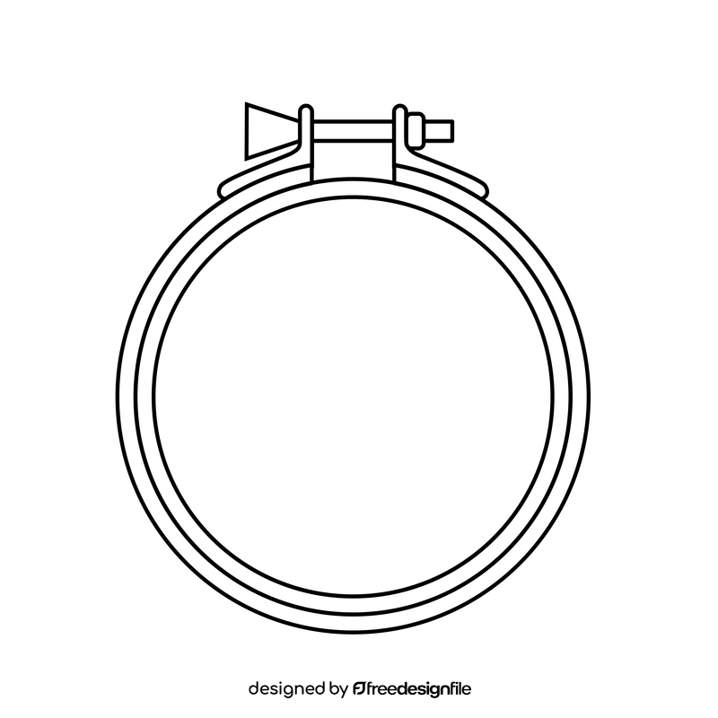 Embroidery hoop drawing black and white clipart
