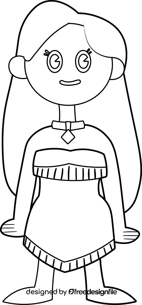Cartoon Characters Disney Princess Pocahontas black and white clipart