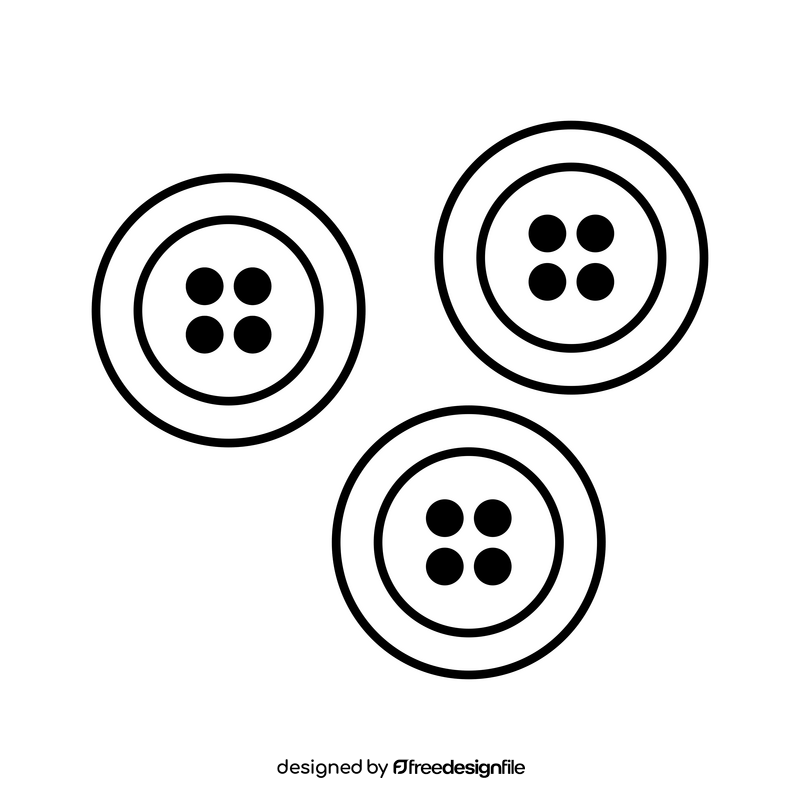 Sewing buttons drawing black and white clipart