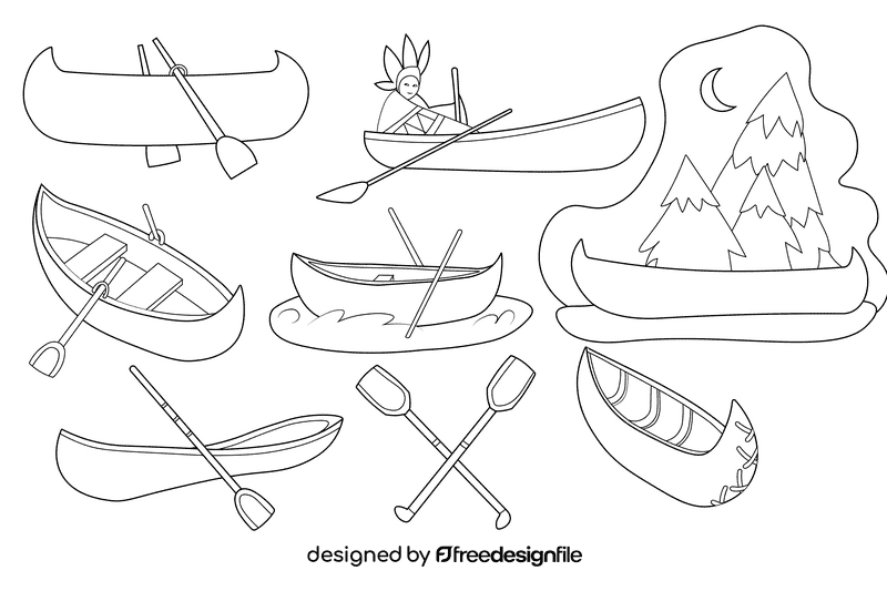Canoe black and white vector