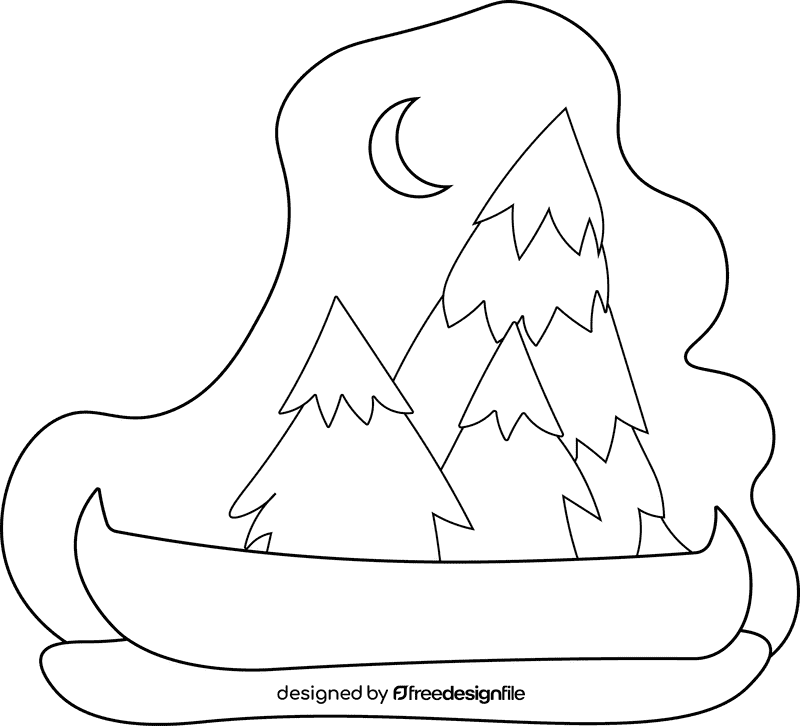 Canoe black and white clipart