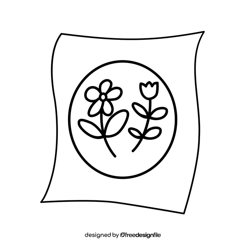 Embroidery pattern drawing black and white clipart