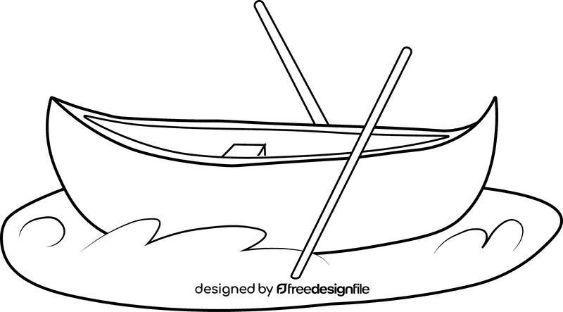 Canoe black and white clipart
