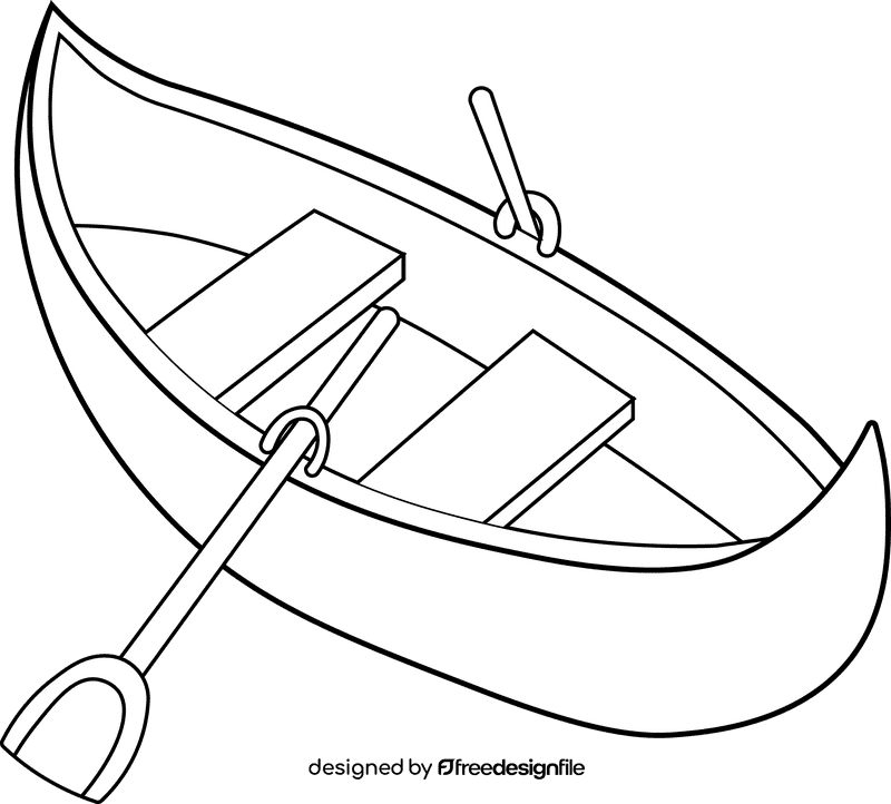 Canoe black and white clipart