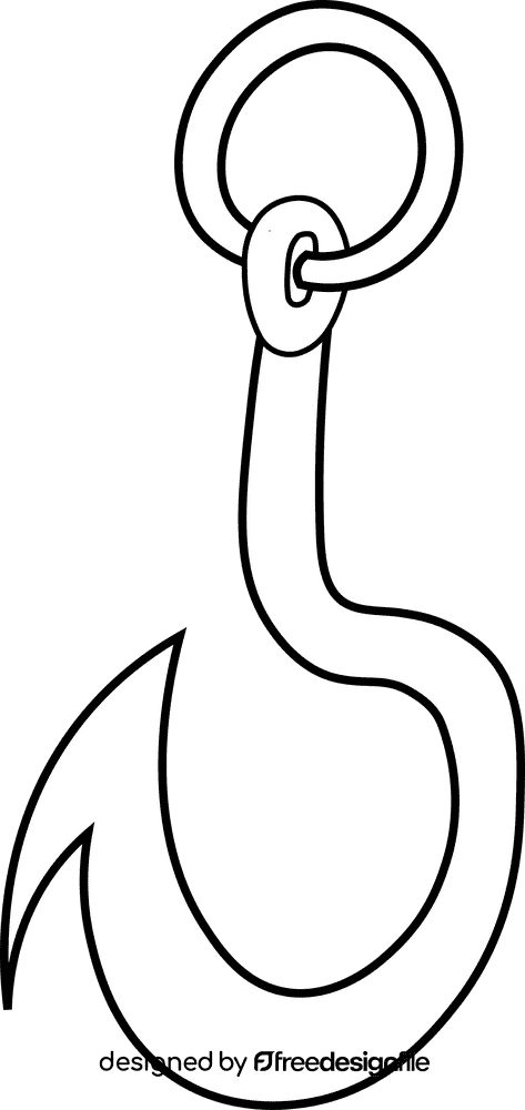 Fish hook black and white clipart