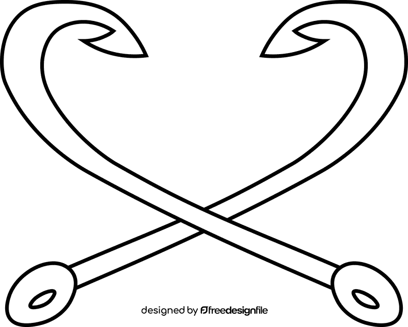 Fish hook black and white clipart