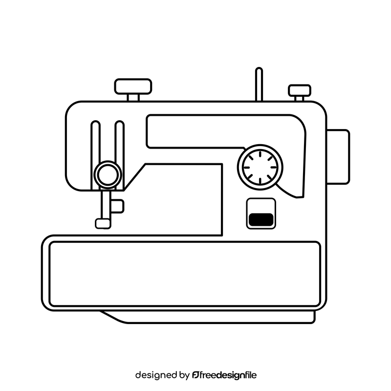 Sewing machine drawing black and white clipart