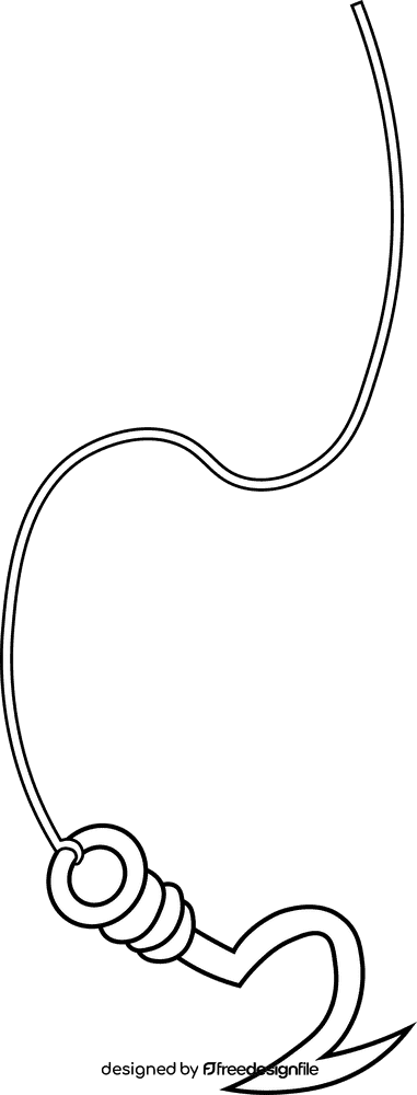 Fish hook black and white clipart