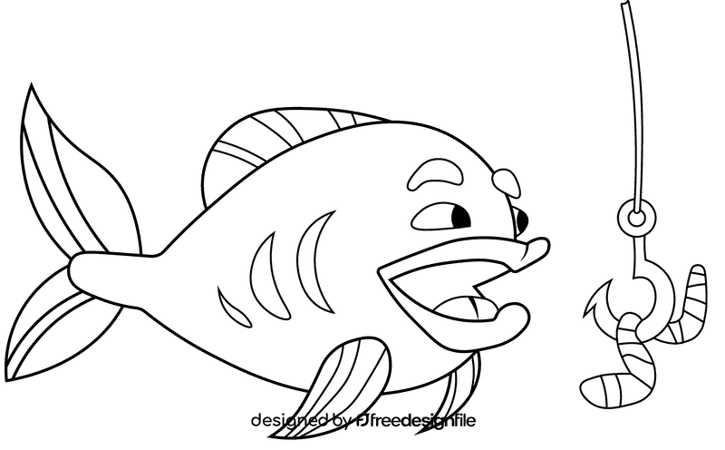 Fish hook black and white clipart