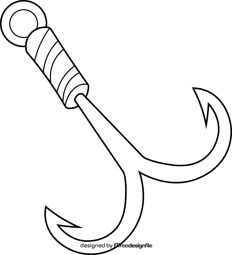 Fish hook black and white clipart