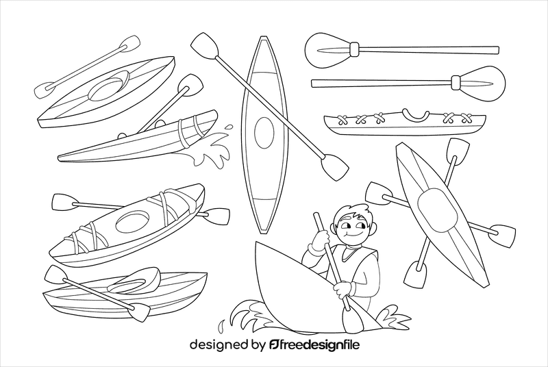 Kayak black and white vector