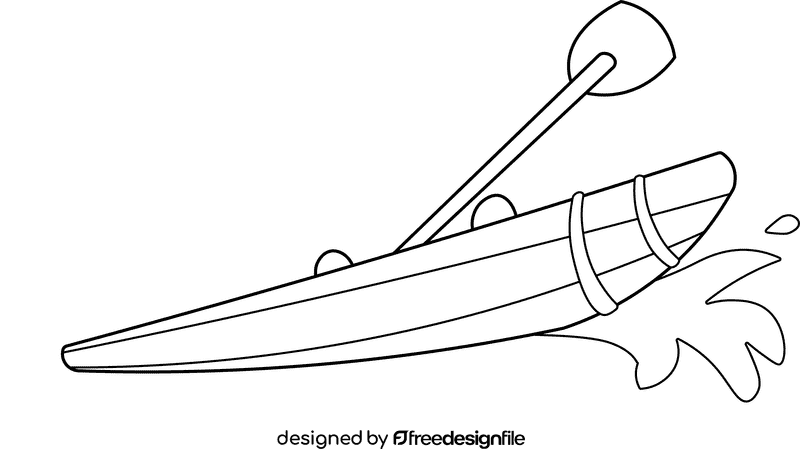 Kayak black and white clipart