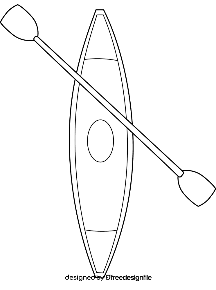 Kayak black and white clipart