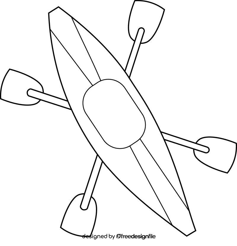 Kayak black and white clipart