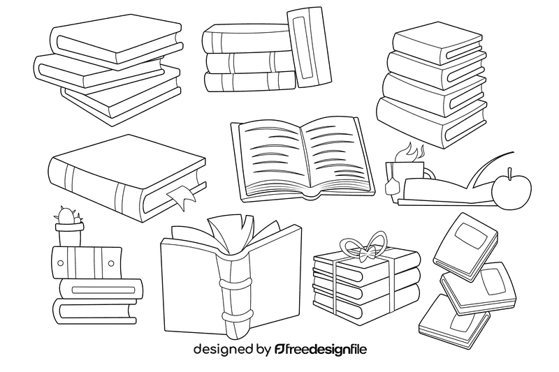 Books black and white vector