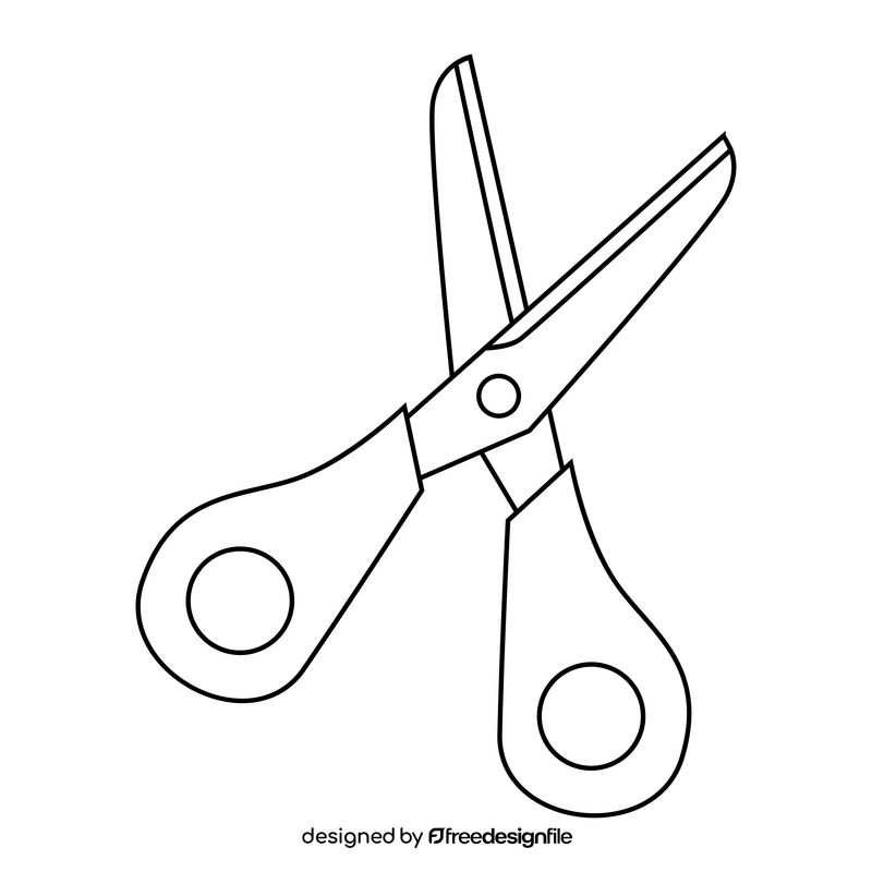 Scissors drawing black and white clipart