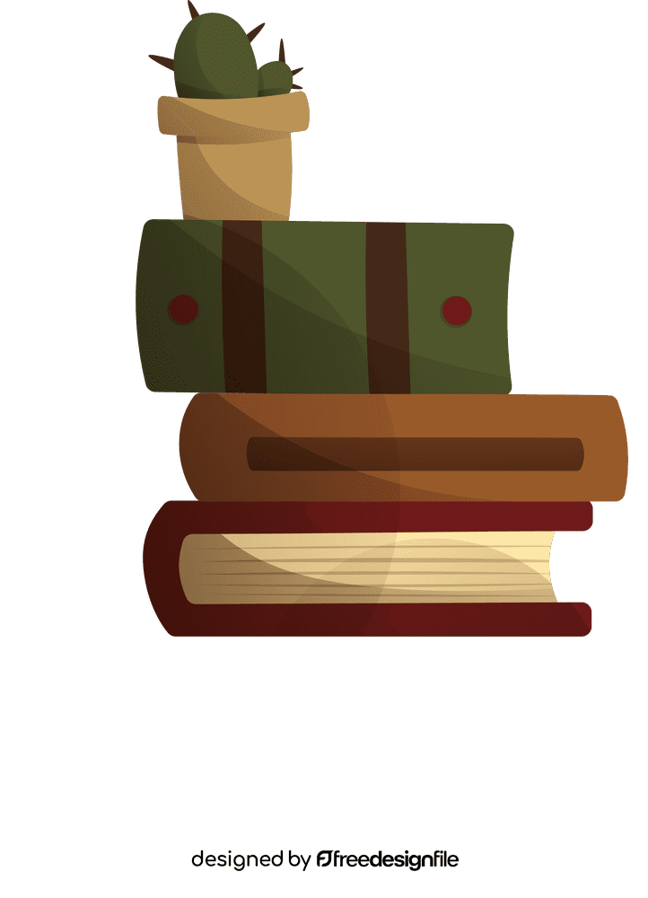 Books and Cactus clipart