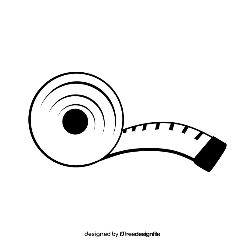 Measuring tape drawing black and white clipart