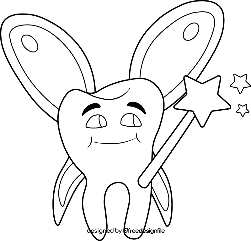 Tooth Fairy black and white clipart