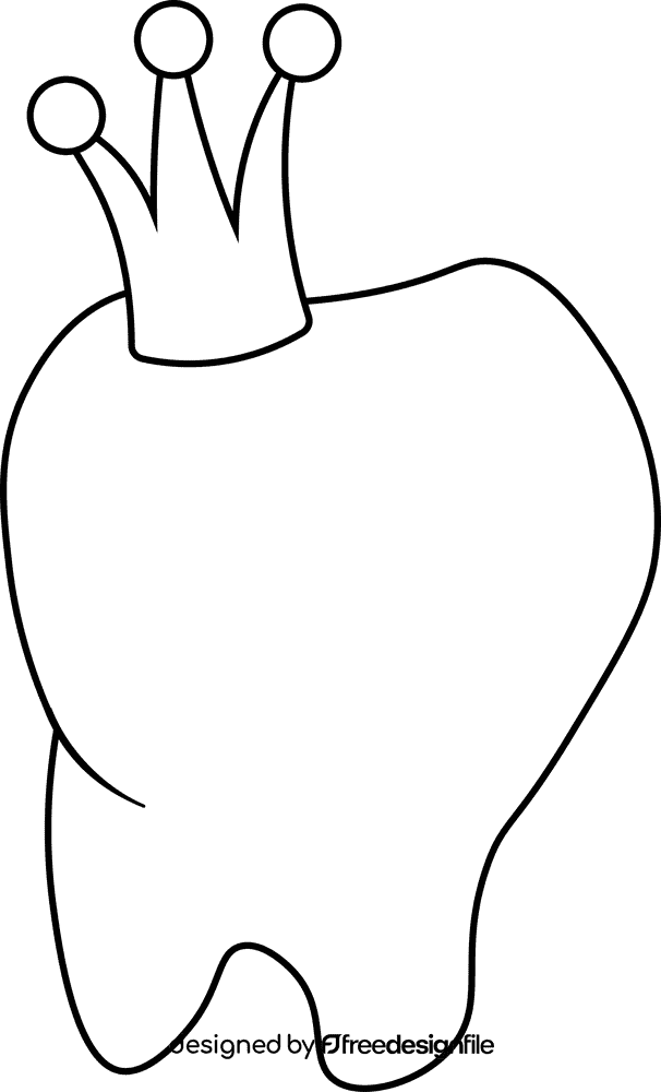 Tooth King black and white clipart