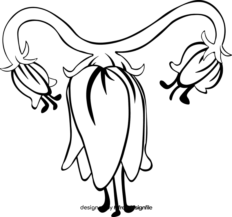 Flower uterus black and white clipart