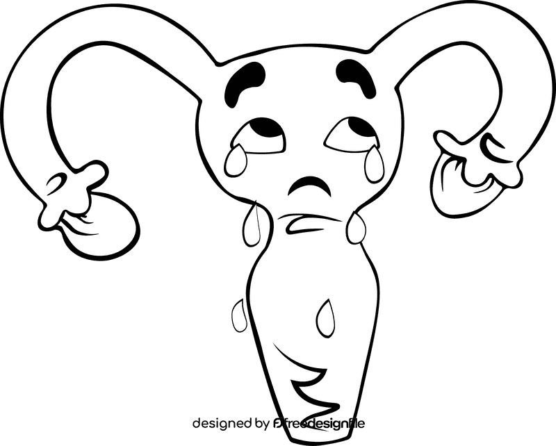 Uterus Crying black and white clipart