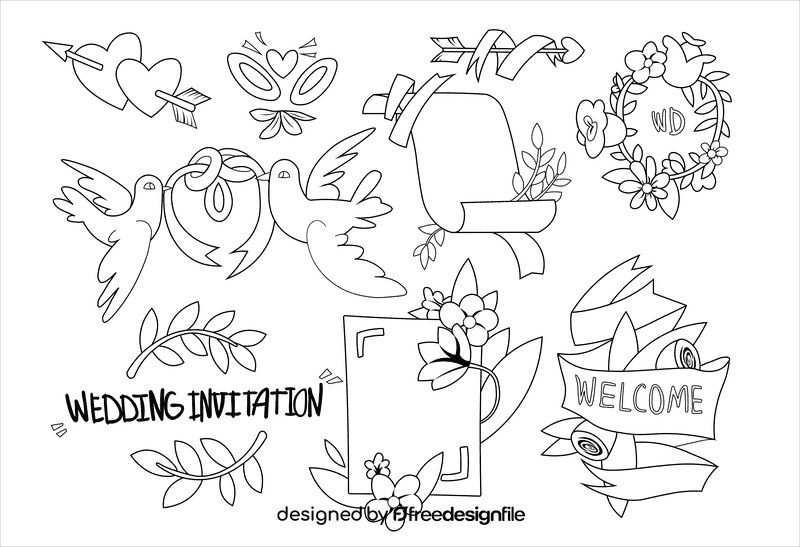 Wedding Invitation black and white vector