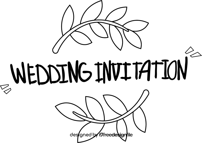Wedding Invitation Branches black and white clipart