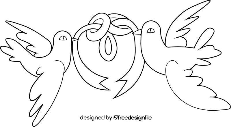 Wedding Invitation Doves black and white clipart