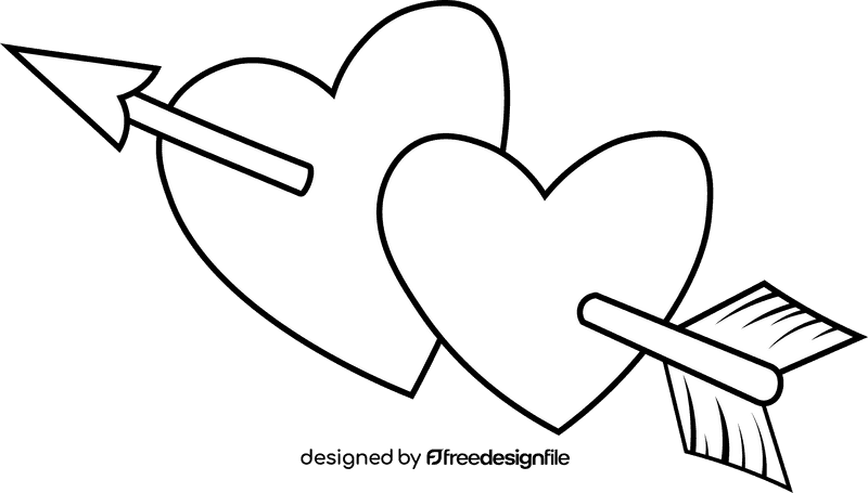 Wedding Invitation Two Hearts black and white clipart