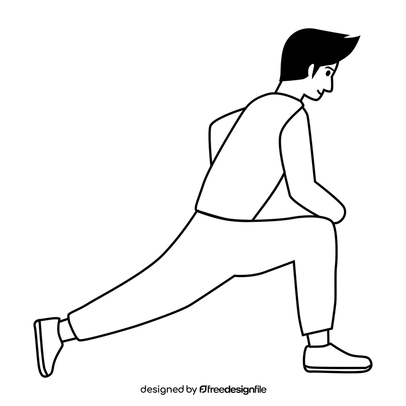 Workout exercise kneeling hip flexor drawing black and white clipart