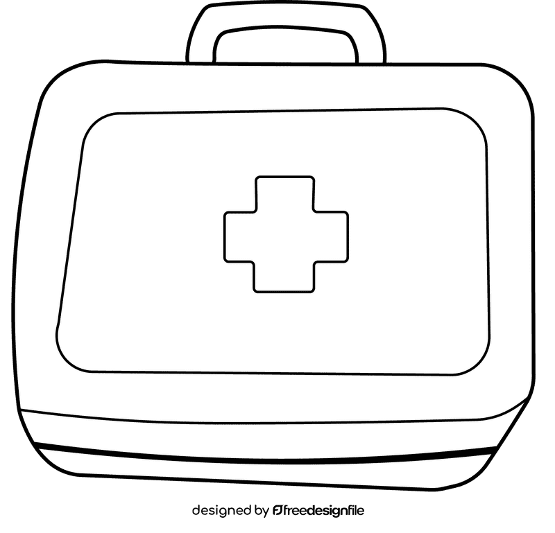 First aid kit black and white clipart
