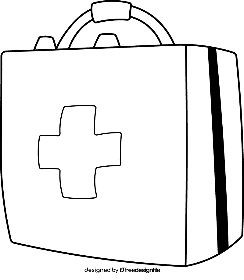 First aid kit black and white clipart