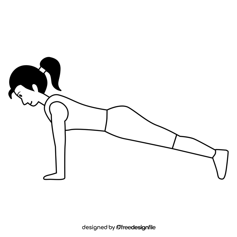 Workout exercise push up drawing black and white clipart vector free ...