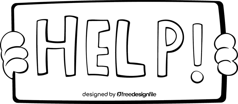 Help Banner black and white clipart