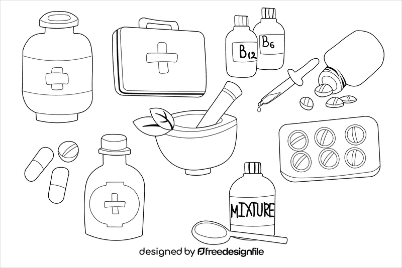 Medicine black and white vector