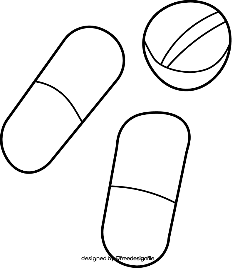 Medicine Pills black and white clipart