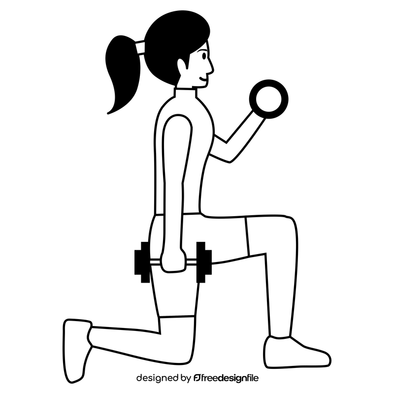 Workout exercise lunge drawing black and white clipart
