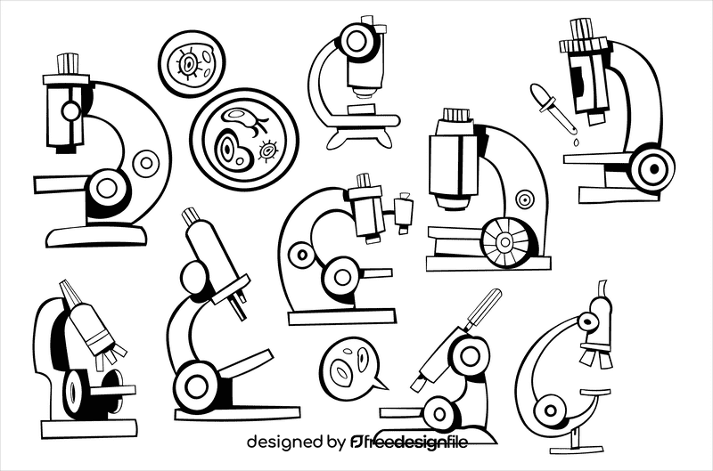 Microscope black and white vector