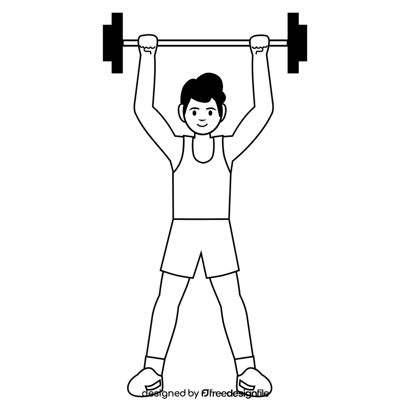 Workout exercise weight lifting drawing black and white clipart