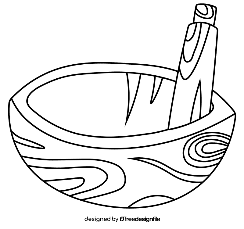 Mortar And Pestle Wood black and white clipart