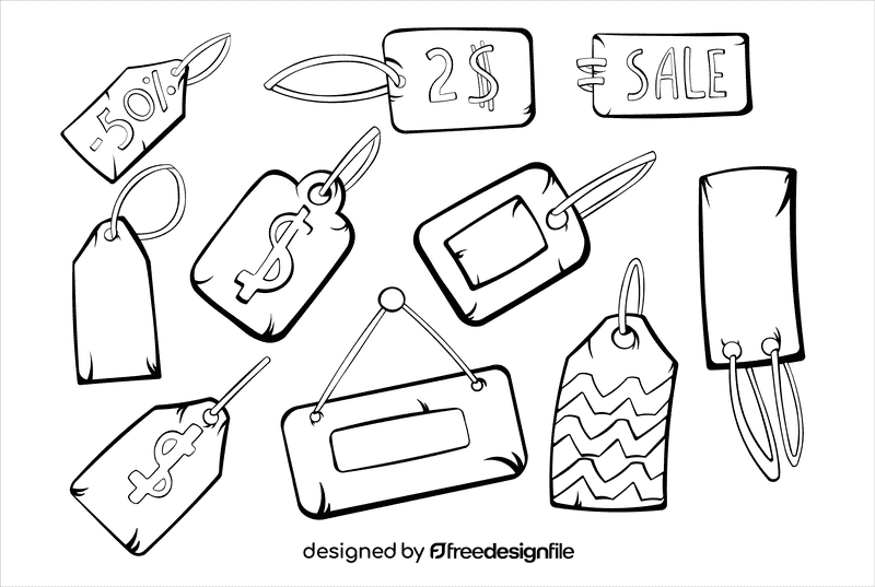 Price Tag black and white vector
