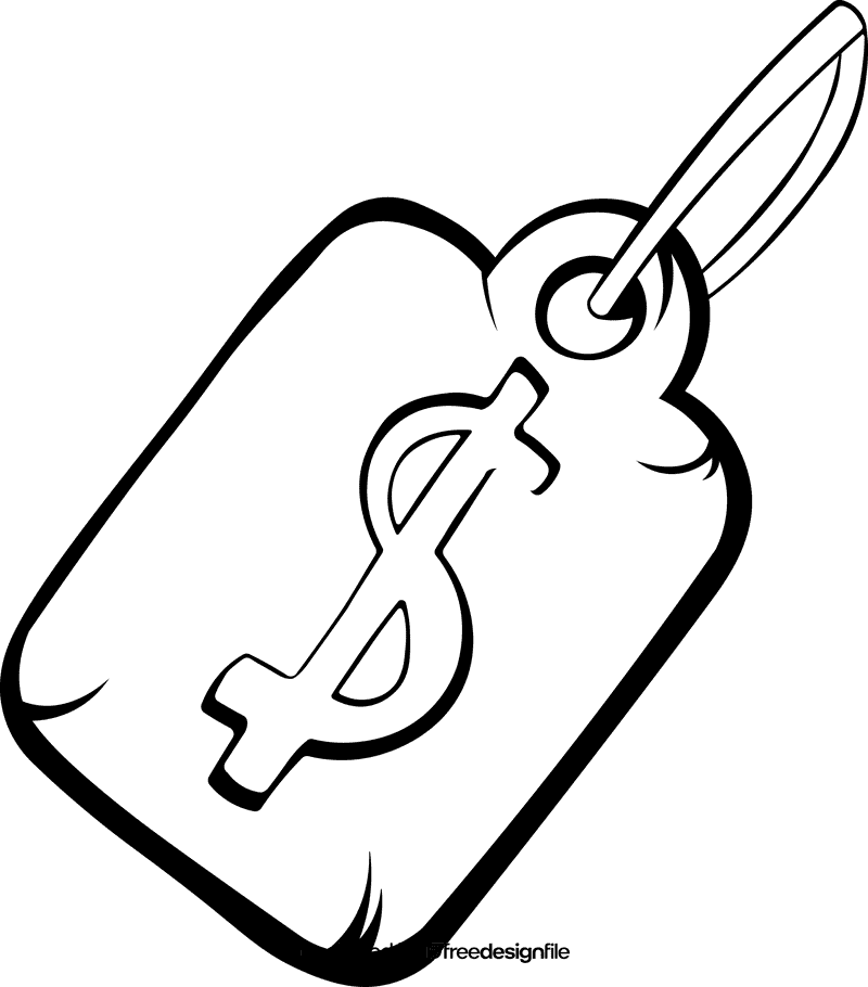 Price Tag Dollar black and white clipart