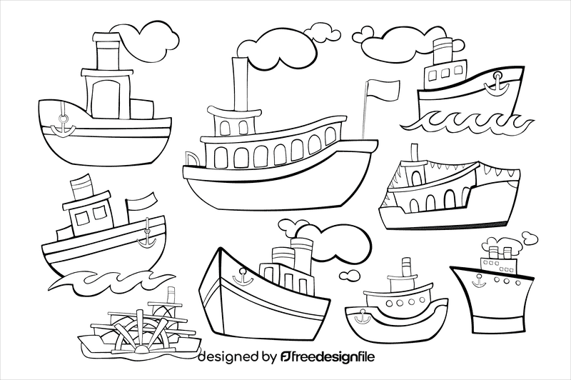 Steamboat black and white vector